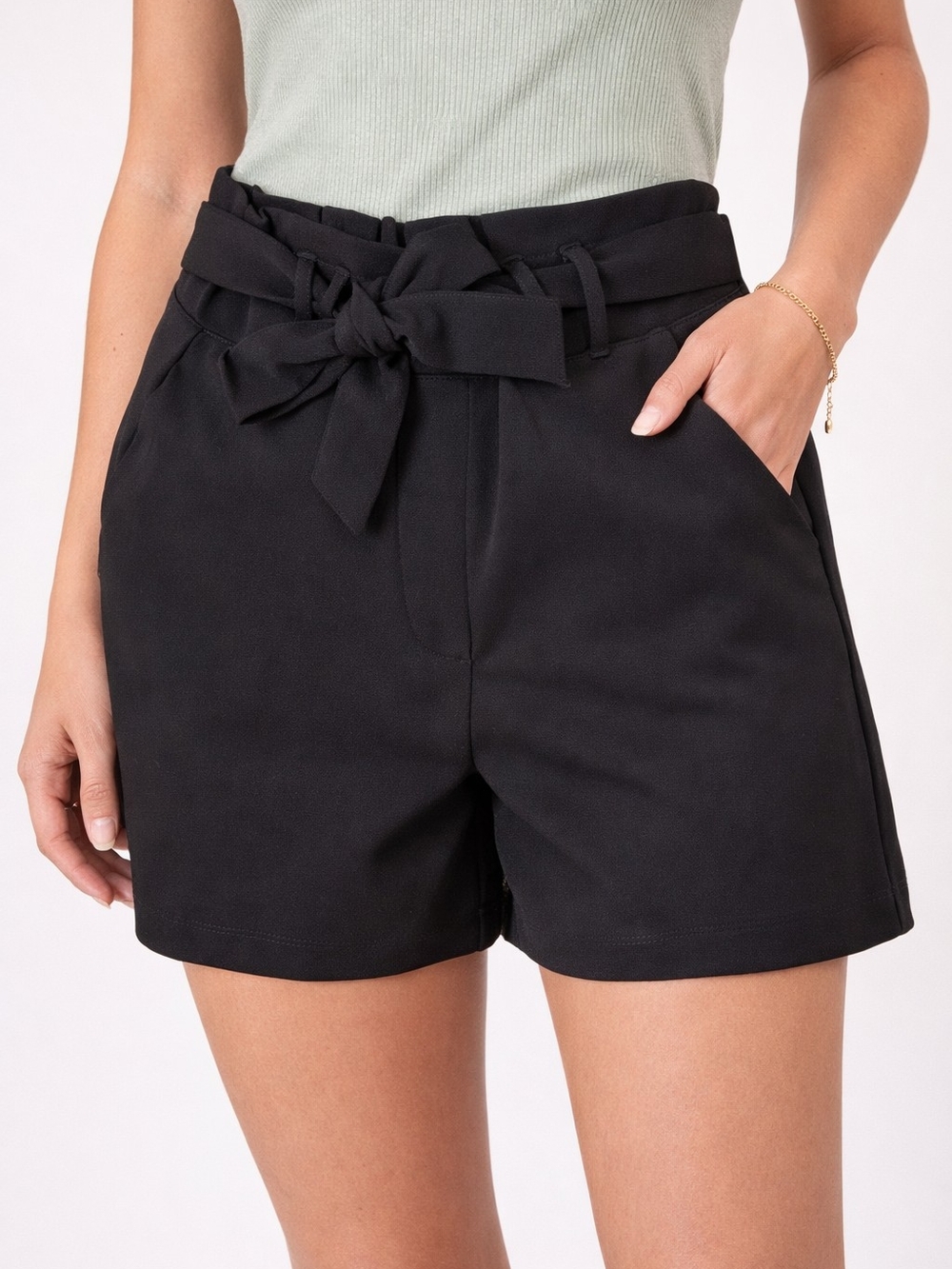 Maurices Black Paperbag Tie Women's Shorts